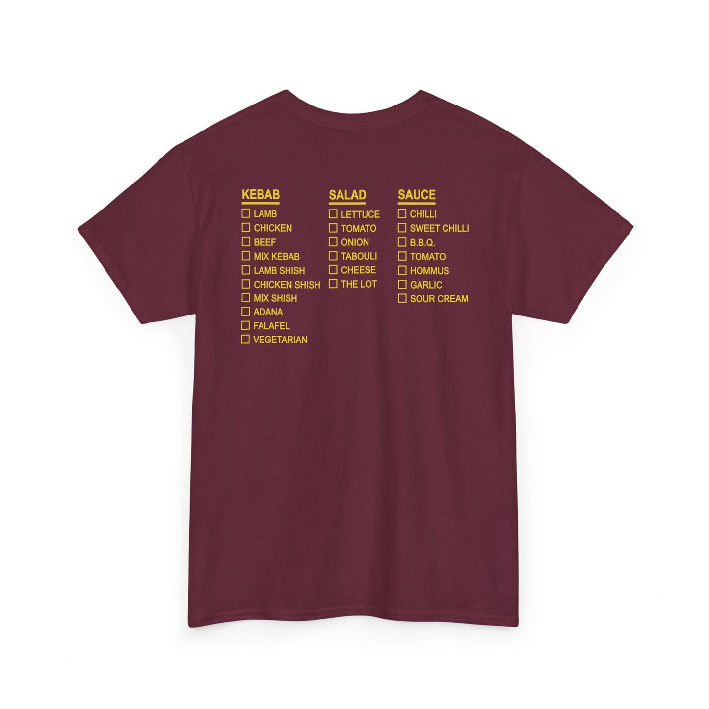 Tasty Doner Kebab BACKPRINT Unisex Tee